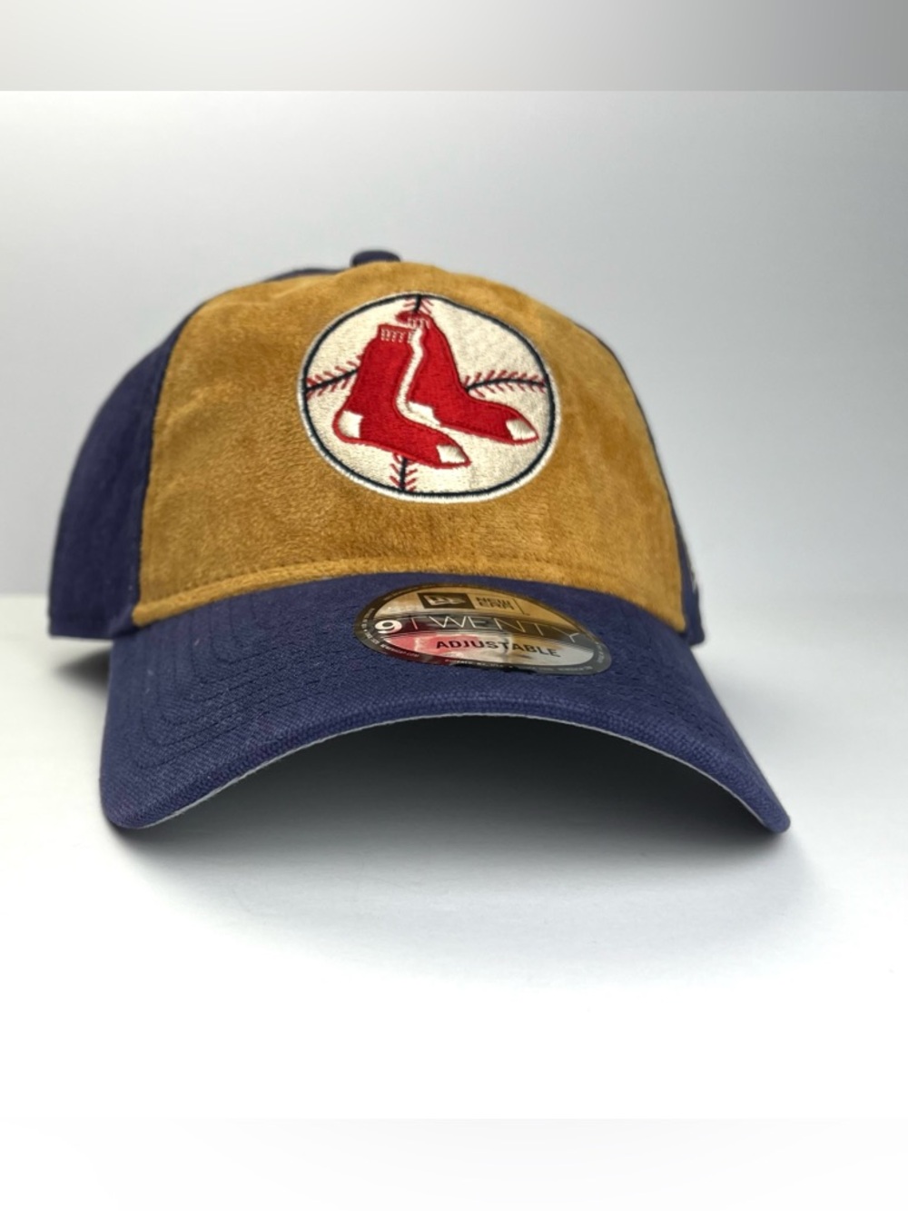 Boston Red Sox Hat New Era 9TWENTYThe League Tan Blue TEXTURE Cap Strap Adjust